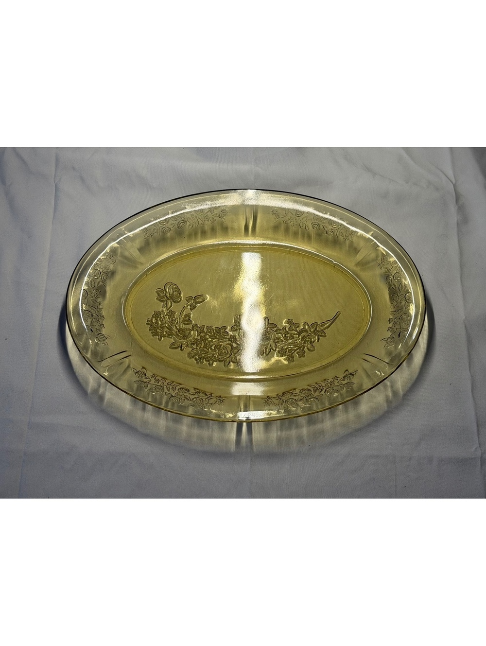 Federal Sharon Cabbage Rose Topaz Yellow 12” Oval Serving Platter Vintage